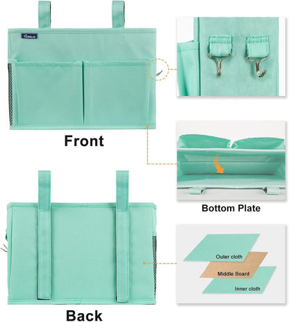 Bedside Caddy Hanging Bed Organizer Storage Bag Pocket for Bunk and Hospital Beds, College Dorm Rooms Baby Bed Rails,Camp (8 Pockets),Gray