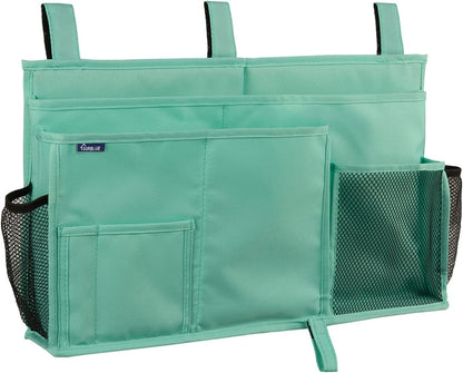 Bedside Caddy Hanging Bed Organizer Storage Bag Pocket for Bunk and Hospital Beds, College Dorm Rooms Baby Bed Rails,Camp (8 Pockets),Gray