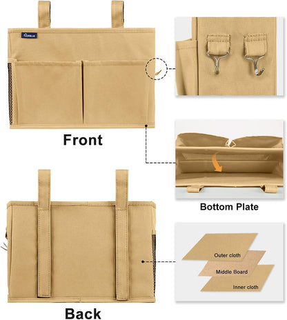 Bedside Caddy Hanging Bed Organizer Storage Bag Pocket for Bunk and Hospital Beds, College Dorm Rooms Baby Bed Rails,Camp (8 Pockets),Gray