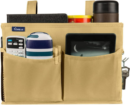 Bedside Caddy Hanging Bed Organizer Storage Bag Pocket for Bunk and Hospital Beds, College Dorm Rooms Baby Bed Rails,Camp (8 Pockets),Gray
