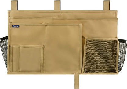 Bedside Caddy Hanging Bed Organizer Storage Bag Pocket for Bunk and Hospital Beds, College Dorm Rooms Baby Bed Rails,Camp (8 Pockets),Gray