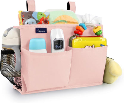 Bedside Caddy Hanging Bed Organizer Storage Bag Pocket for Bunk and Hospital Beds, College Dorm Rooms Baby Bed Rails,Camp (8 Pockets),Gray