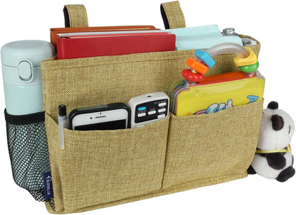 Bedside Caddy Hanging Bed Organizer Storage Bag Pocket for Bunk and Hospital Beds, College Dorm Rooms Baby Bed Rails,Camp (8 Pockets),Gray