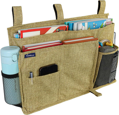Bedside Caddy Hanging Bed Organizer Storage Bag Pocket for Bunk and Hospital Beds, College Dorm Rooms Baby Bed Rails,Camp (8 Pockets),Gray