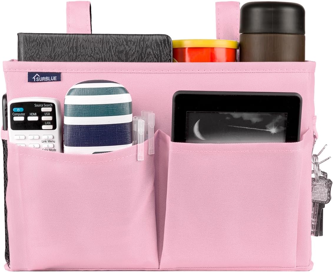 Bedside Caddy Hanging Bed Organizer Storage Bag Pocket for Bunk and Hospital Beds, College Dorm Rooms Baby Bed Rails,Camp (8 Pockets),Gray