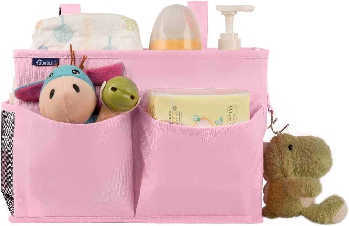 Bedside Caddy Hanging Bed Organizer Storage Bag Pocket for Bunk and Hospital Beds, College Dorm Rooms Baby Bed Rails,Camp (8 Pockets),Gray