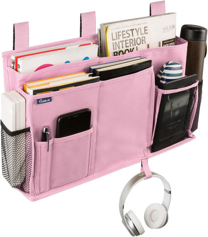 Bedside Caddy Hanging Bed Organizer Storage Bag Pocket for Bunk and Hospital Beds, College Dorm Rooms Baby Bed Rails,Camp (8 Pockets),Gray