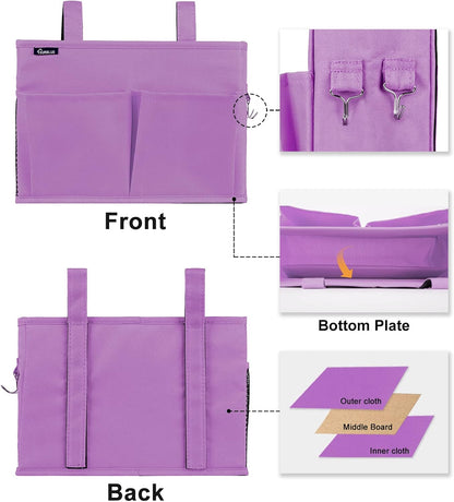 Bedside Caddy Hanging Bed Organizer Storage Bag Pocket for Bunk and Hospital Beds, College Dorm Rooms Baby Bed Rails,Camp (8 Pockets),Gray
