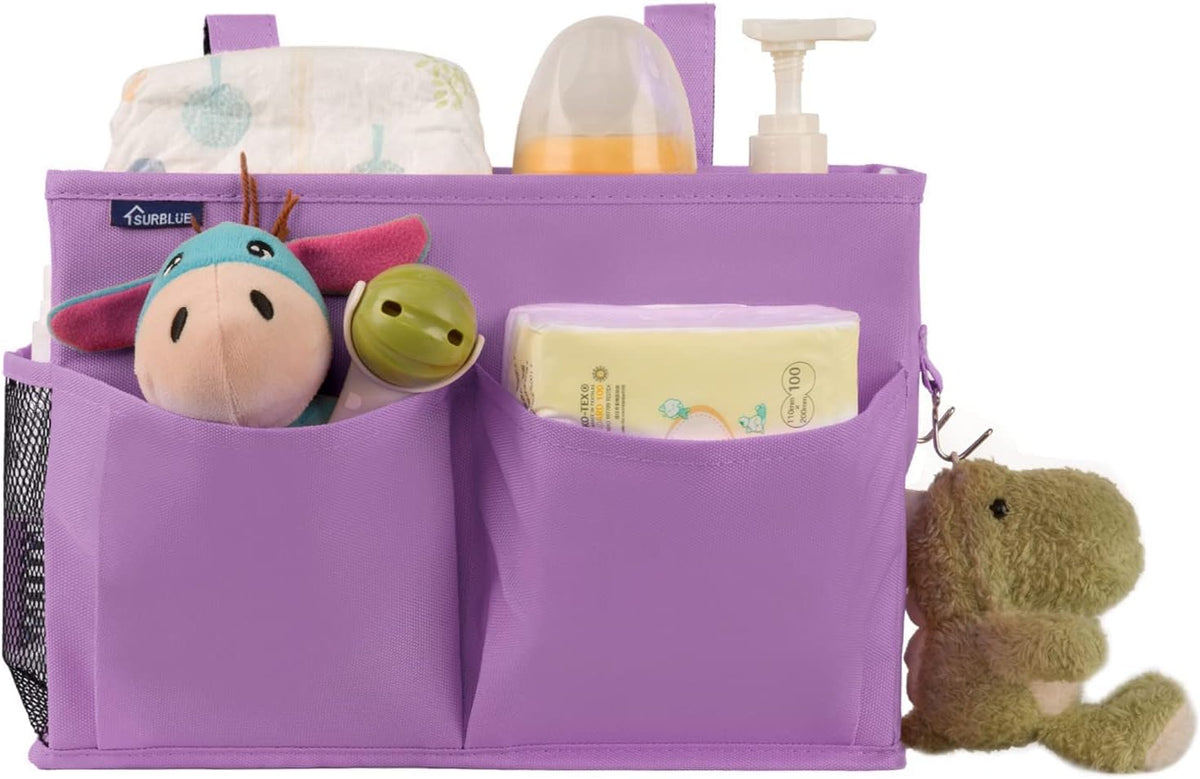 Bedside Caddy Hanging Bed Organizer Storage Bag Pocket for Bunk and Hospital Beds, College Dorm Rooms Baby Bed Rails,Camp (8 Pockets),Gray