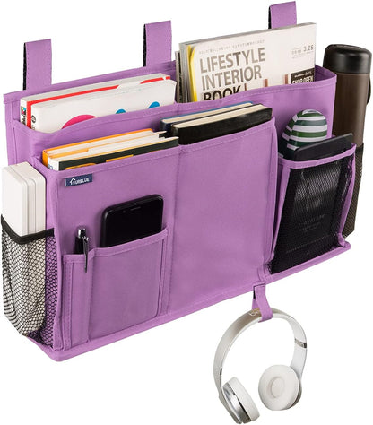Bedside Caddy Hanging Bed Organizer Storage Bag Pocket for Bunk and Hospital Beds, College Dorm Rooms Baby Bed Rails,Camp (8 Pockets),Gray