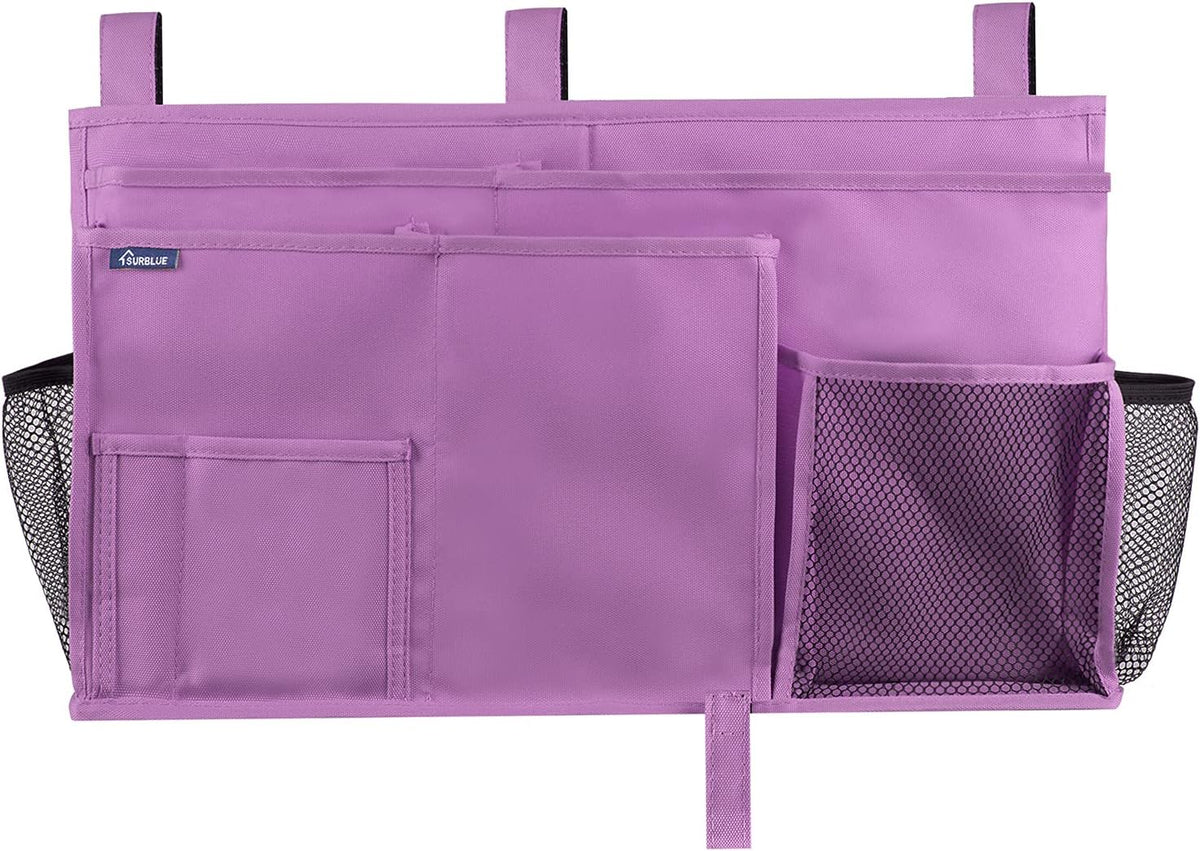 Bedside Caddy Hanging Bed Organizer Storage Bag Pocket for Bunk and Hospital Beds, College Dorm Rooms Baby Bed Rails,Camp (8 Pockets),Gray