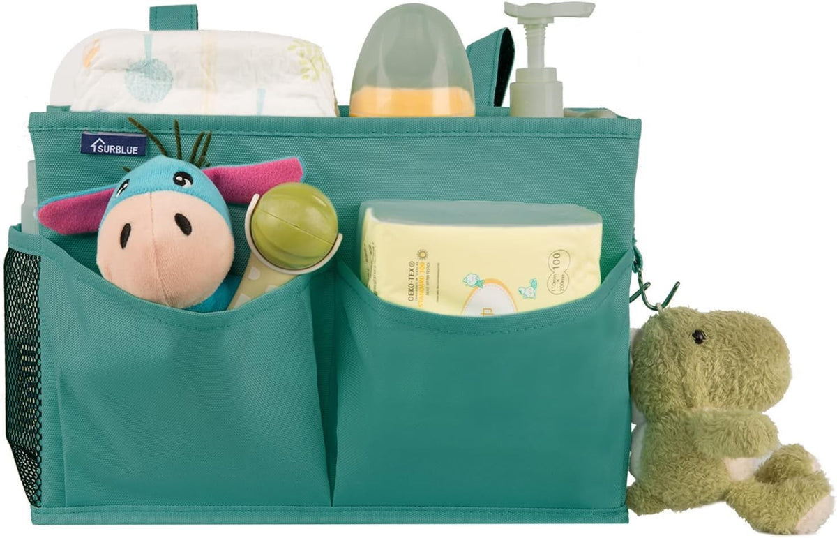 Bedside Caddy Hanging Bed Organizer Storage Bag Pocket for Bunk and Hospital Beds, College Dorm Rooms Baby Bed Rails,Camp (8 Pockets),Gray