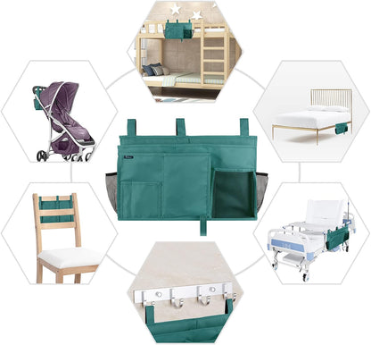 Bedside Caddy Hanging Bed Organizer Storage Bag Pocket for Bunk and Hospital Beds, College Dorm Rooms Baby Bed Rails,Camp (8 Pockets),Gray