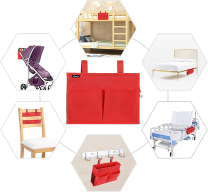 Bedside Caddy Hanging Bed Organizer Storage Bag Pocket for Bunk and Hospital Beds, College Dorm Rooms Baby Bed Rails,Camp (8 Pockets),Gray