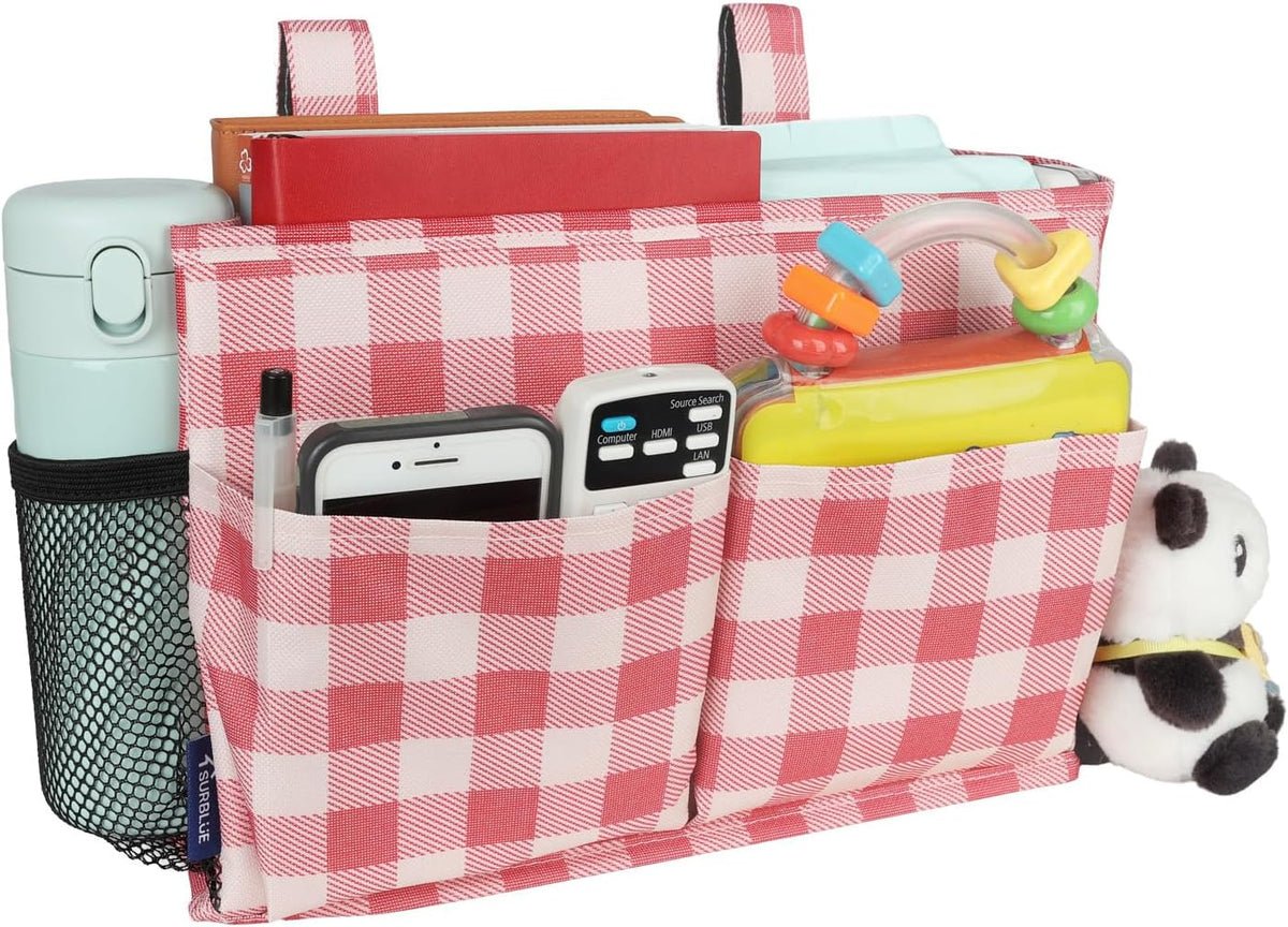 Bedside Caddy Hanging Bed Organizer Storage Bag Pocket for Bunk and Hospital Beds, College Dorm Rooms Baby Bed Rails,Camp (8 Pockets),Gray