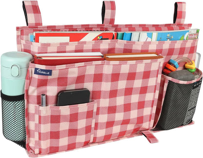 Bedside Caddy Hanging Bed Organizer Storage Bag Pocket for Bunk and Hospital Beds, College Dorm Rooms Baby Bed Rails,Camp (8 Pockets),Gray