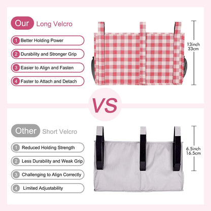 Bedside Caddy Hanging Bed Organizer Storage Bag Pocket for Bunk and Hospital Beds, College Dorm Rooms Baby Bed Rails,Camp (8 Pockets),Gray