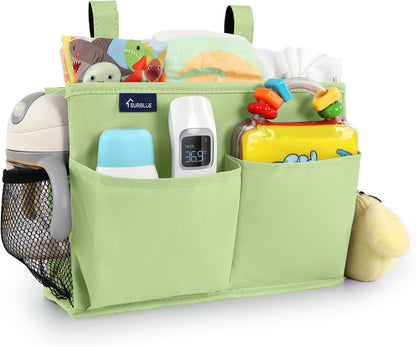 Bedside Caddy Hanging Bed Organizer Storage Bag Pocket for Bunk and Hospital Beds, College Dorm Rooms Baby Bed Rails,Camp (8 Pockets),Gray