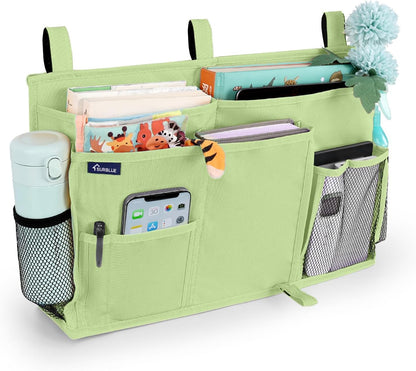 Bedside Caddy Hanging Bed Organizer Storage Bag Pocket for Bunk and Hospital Beds, College Dorm Rooms Baby Bed Rails,Camp (8 Pockets),Gray