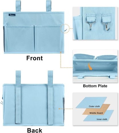 Bedside Caddy Hanging Bed Organizer Storage Bag Pocket for Bunk and Hospital Beds, College Dorm Rooms Baby Bed Rails,Camp (8 Pockets),Gray