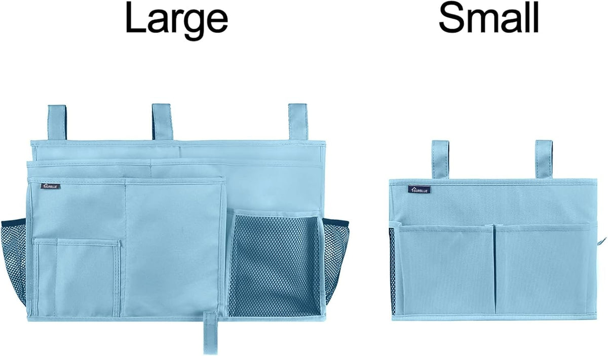 Bedside Caddy Hanging Bed Organizer Storage Bag Pocket for Bunk and Hospital Beds, College Dorm Rooms Baby Bed Rails,Camp (8 Pockets),Gray