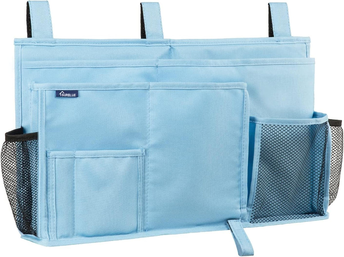 Bedside Caddy Hanging Bed Organizer Storage Bag Pocket for Bunk and Hospital Beds, College Dorm Rooms Baby Bed Rails,Camp (8 Pockets),Gray