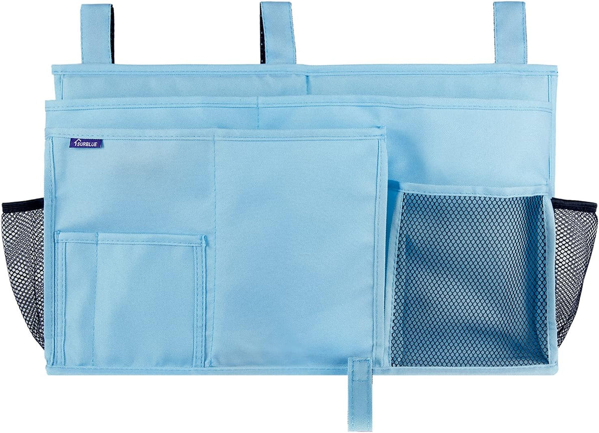 Bedside Caddy Hanging Bed Organizer Storage Bag Pocket for Bunk and Hospital Beds, College Dorm Rooms Baby Bed Rails,Camp (8 Pockets),Gray