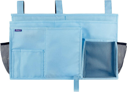 Bedside Caddy Hanging Bed Organizer Storage Bag Pocket for Bunk and Hospital Beds, College Dorm Rooms Baby Bed Rails,Camp (8 Pockets),Gray