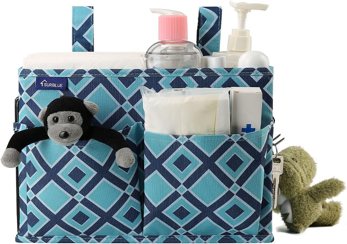 Bedside Caddy Hanging Bed Organizer Storage Bag Pocket for Bunk and Hospital Beds, College Dorm Rooms Baby Bed Rails,Camp (8 Pockets),Gray