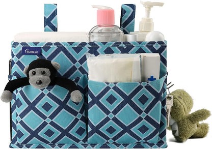 Bedside Caddy Hanging Bed Organizer Storage Bag Pocket for Bunk and Hospital Beds, College Dorm Rooms Baby Bed Rails,Camp (8 Pockets),Gray