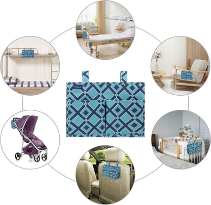 Bedside Caddy Hanging Bed Organizer Storage Bag Pocket for Bunk and Hospital Beds, College Dorm Rooms Baby Bed Rails,Camp (8 Pockets),Gray