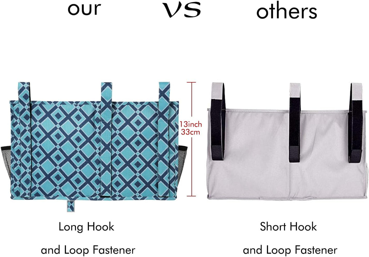 Bedside Caddy Hanging Bed Organizer Storage Bag Pocket for Bunk and Hospital Beds, College Dorm Rooms Baby Bed Rails,Camp (8 Pockets),Gray
