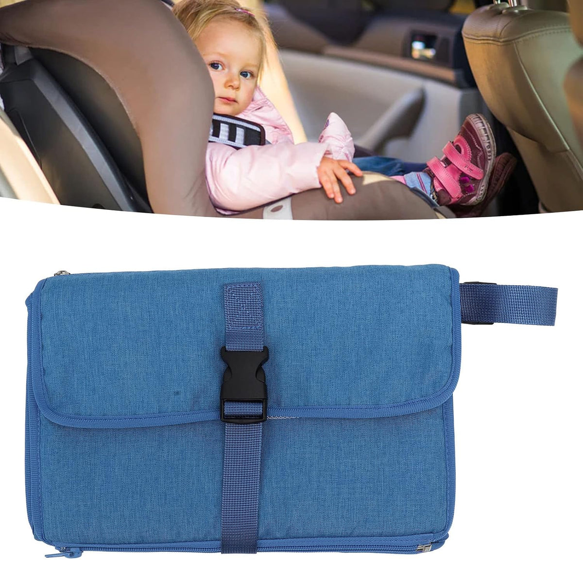 Portable Baby Diaper Changing Mat, Foldable Diaper Changing Pad with Multi Storage Pockets, Soft Skin - Friendly Oxford Cloth Travel Changing Station for On - the - Go (Grey)