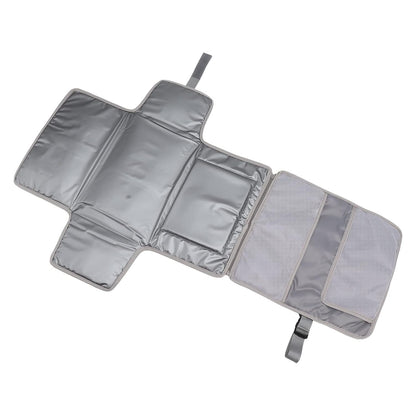 Portable Baby Diaper Changing Mat, Foldable Diaper Changing Pad with Multi Storage Pockets, Soft Skin - Friendly Oxford Cloth Travel Changing Station for On - the - Go (Grey)