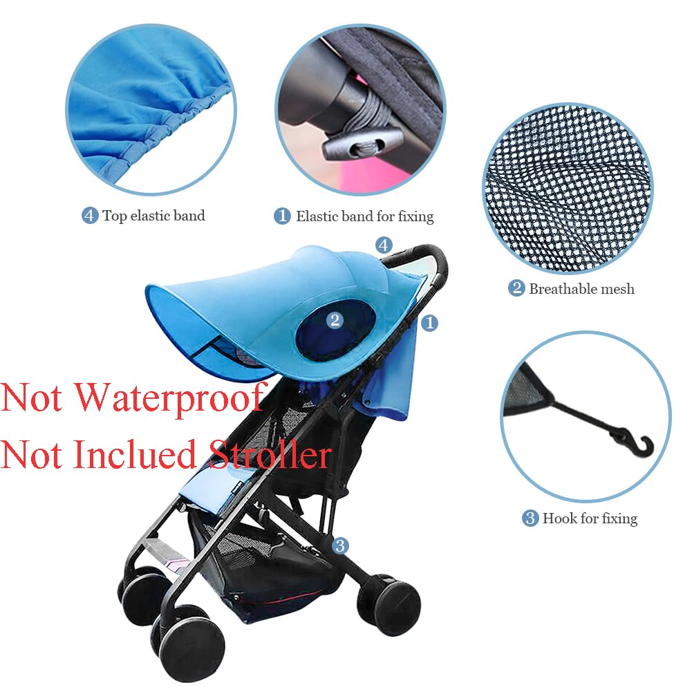 Baby Stroller Sun Shade Universal UV Protection Stroller Sunscreen Cover Pushchair Blackout Canopy Windshield Shade Extender (Only Sun Cover)