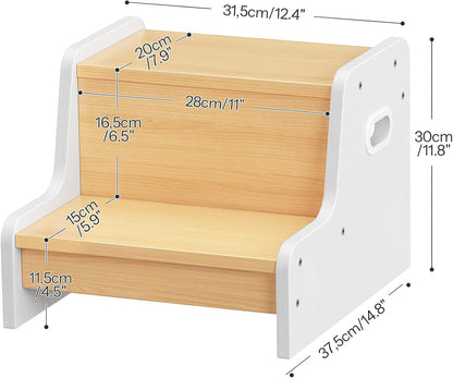 Step Stool for Kids, Two Step Toddler's Stool, Kids Potty Training Stool with Handles, Non-Slip Pads for Safety, Easy to Move, for Sink, Bathroom, Bedroom, Rustic Brown BF01JD01G3