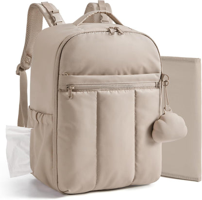 Diaper Backpack with Insulated Pockets & Changing Pad,Dark Pink