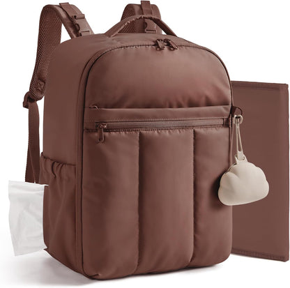 Diaper Backpack with Insulated Pockets & Changing Pad,Dark Pink