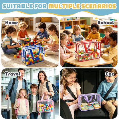 12 Packs 12 Colors Large Toy Storage Bags with Lables Clear PVC Bags