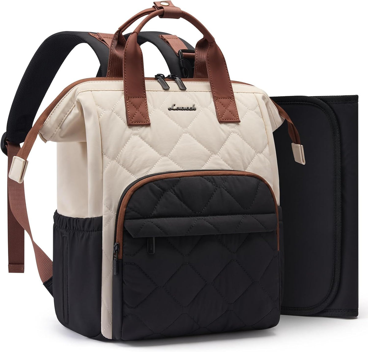 Small Diaper Bag Backpack, Mini Baby Bag for Girl Boy with Changing Pad, Diaper Backpack for Mom Dad with Stroller Buckles, Khaki
