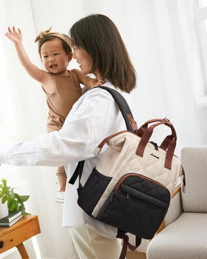 Small Diaper Bag Backpack, Mini Baby Bag for Girl Boy with Changing Pad, Diaper Backpack for Mom Dad with Stroller Buckles, Khaki