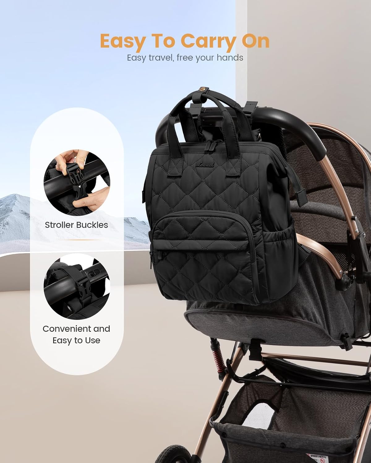 Small Diaper Bag Backpack, Mini Baby Bag for Girl Boy with Changing Pad, Diaper Backpack for Mom Dad with Stroller Buckles, Khaki