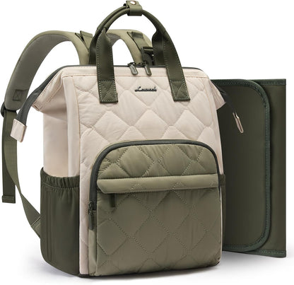 Small Diaper Bag Backpack, Mini Baby Bag for Girl Boy with Changing Pad, Diaper Backpack for Mom Dad with Stroller Buckles, Khaki
