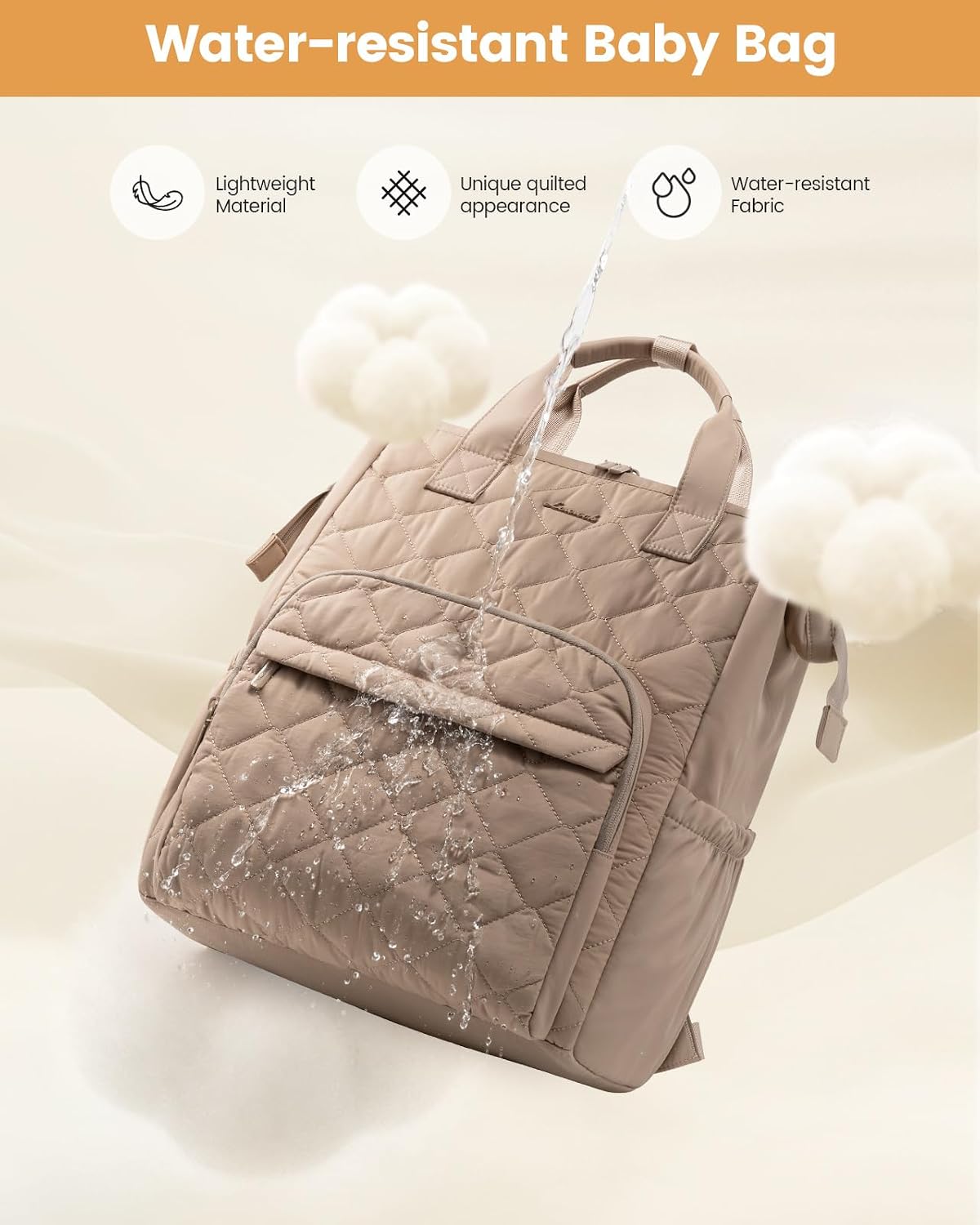 Small Diaper Bag Backpack, Mini Baby Bag for Girl Boy with Changing Pad, Diaper Backpack for Mom Dad with Stroller Buckles, Khaki