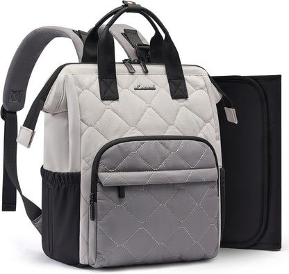 Small Diaper Bag Backpack, Mini Baby Bag for Girl Boy with Changing Pad, Diaper Backpack for Mom Dad with Stroller Buckles, Khaki