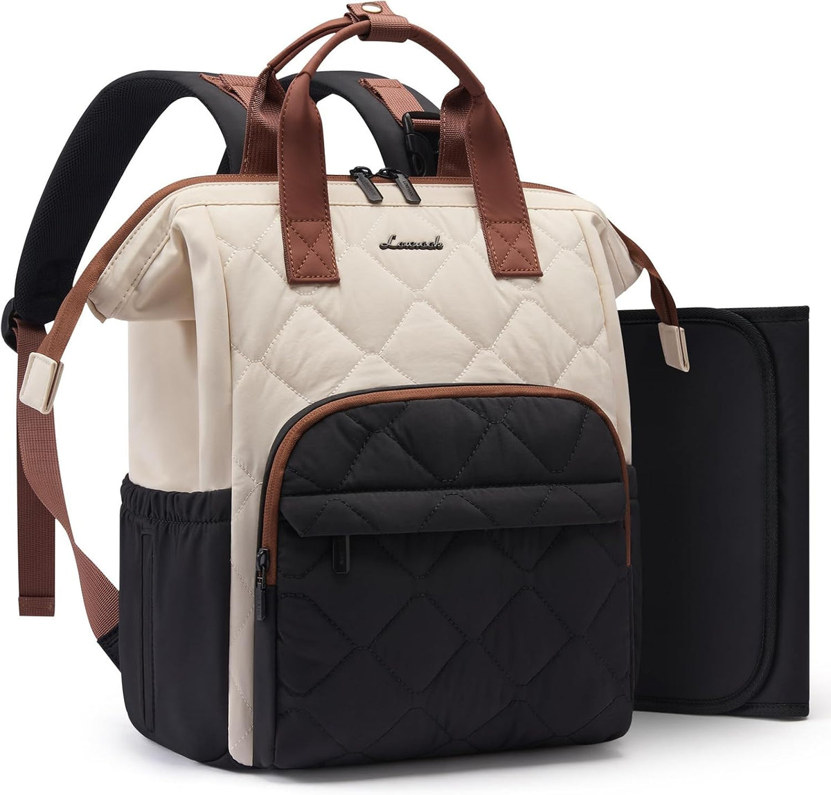 Small Diaper Bag Backpack, Mini Baby Bag for Girl Boy with Changing Pad, Diaper Backpack for Mom Dad with Stroller Buckles, Khaki