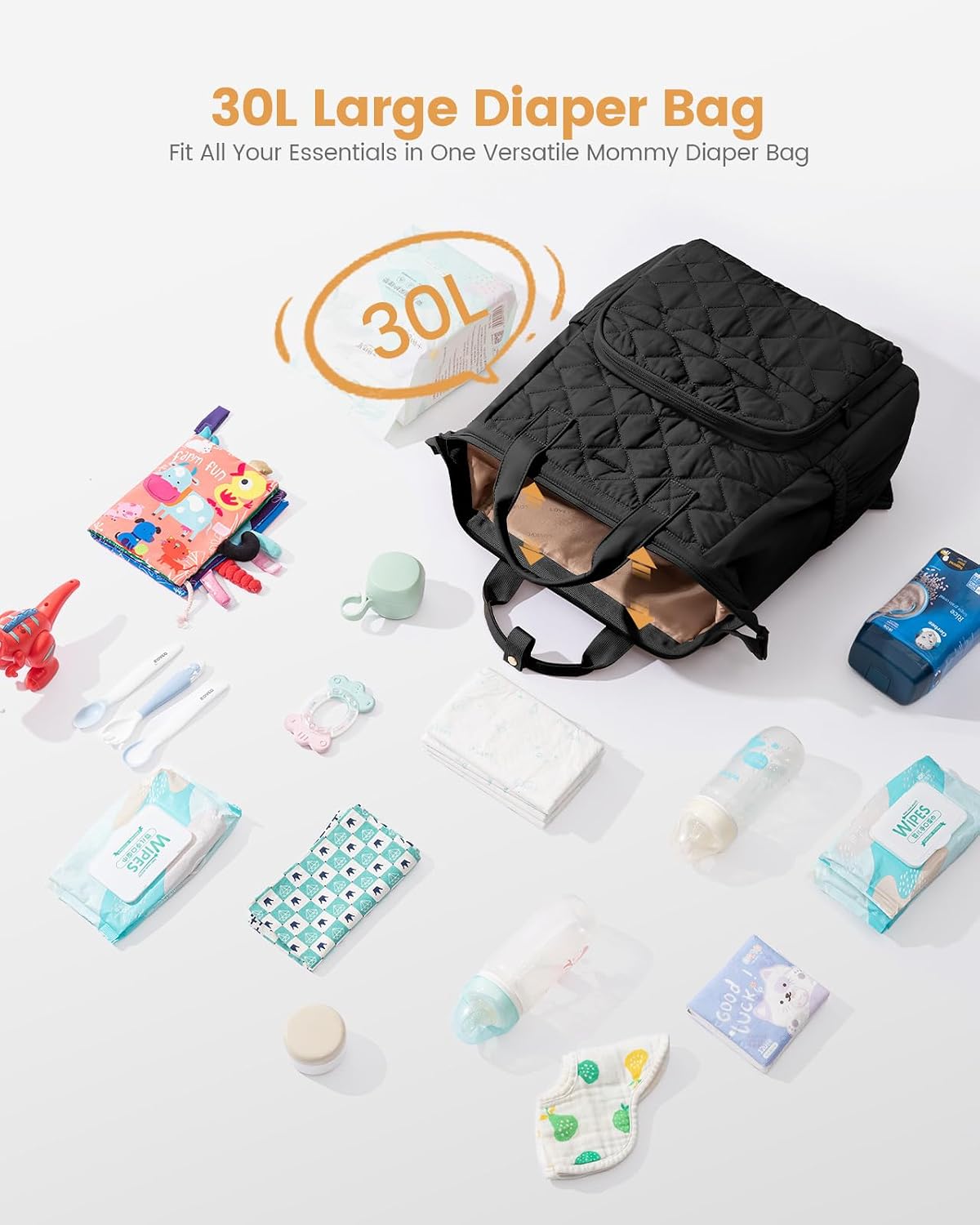Small Diaper Bag Backpack, Mini Baby Bag for Girl Boy with Changing Pad, Diaper Backpack for Mom Dad with Stroller Buckles, Khaki