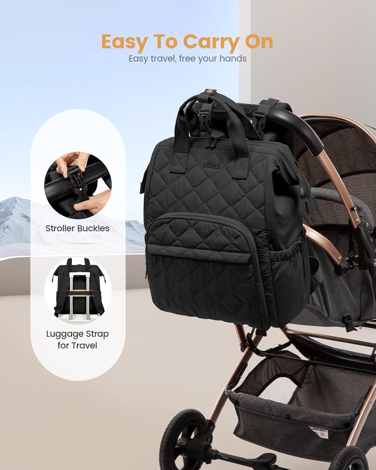 Small Diaper Bag Backpack, Mini Baby Bag for Girl Boy with Changing Pad, Diaper Backpack for Mom Dad with Stroller Buckles, Khaki
