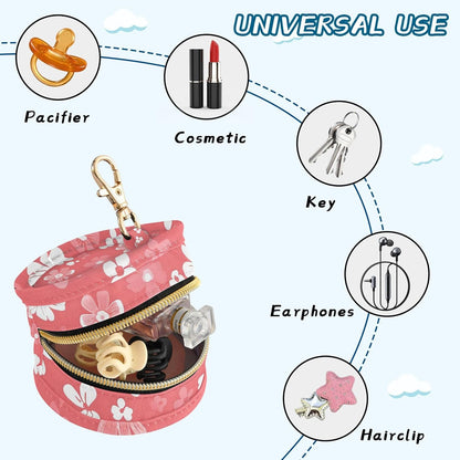 Pretty White Flowers Baby Pacifier Holder Case, Dustproof Portable Storage Box for Diaper Bag Purse, Pacifier Storage Container for Boys & Girls
