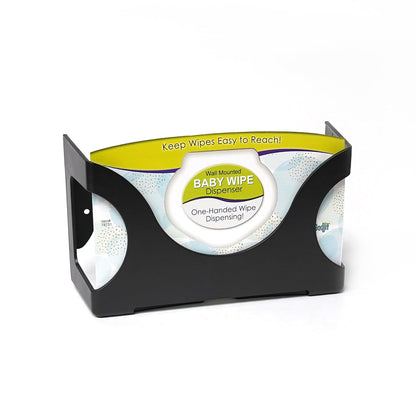 Baby Wet Wipes Dispenser | Wall Mounted, Holds Up to 84 Wipes | Easy Reach for Messes (Black)